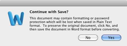 Confirmation to save your Dictionary document