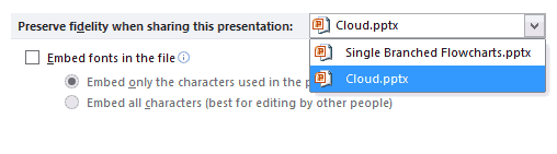 Choose the presentation for font embedding