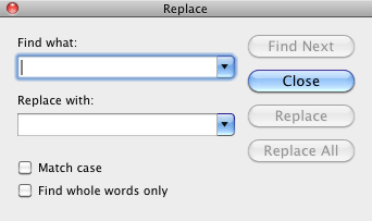Replace dialog box Replace dialog box