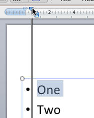 First Line Indent Marker being dragged rightwards First Line Indent Marker being dragged rightwards