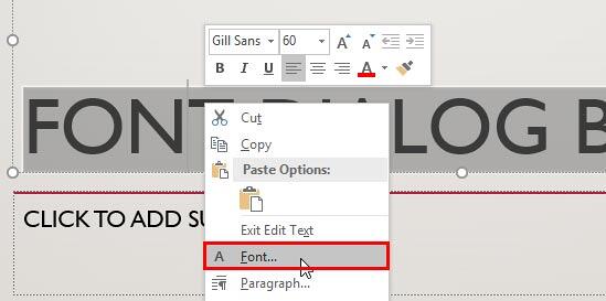 Font option selected Font option selected