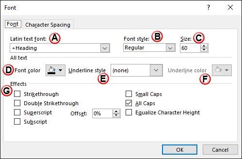 Font dialog box Font dialog box