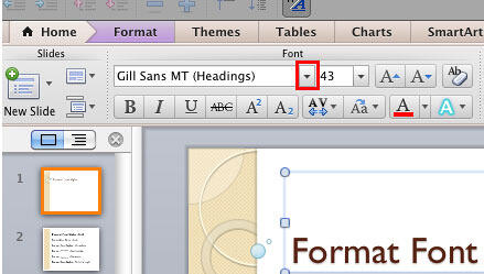 Font group within the Home tab of the Ribbon