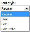 Font style drop-down list Font style drop-down list