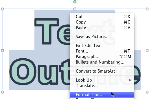 Format Text option to be selected