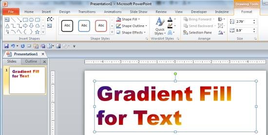Text with gradient fill applied
