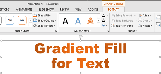 Text with gradient fill applied