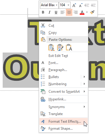 Format Text Effects option