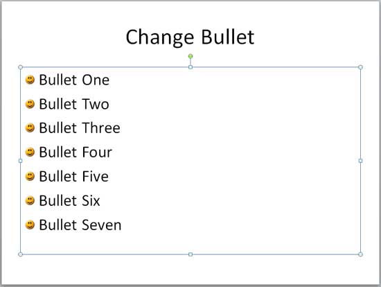 Imported picture added as a bullet