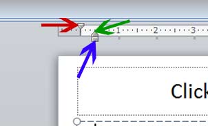 Indent markers on horizontal ruler Indent markers on horizontal ruler