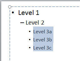 Bulleted paragraphs selected Bulleted paragraphs selected