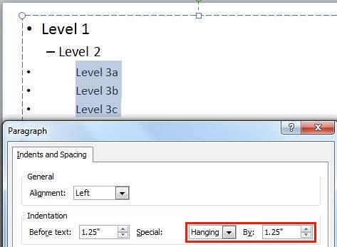 By value changed with Hanging option selected By value changed with Hanging option selected
