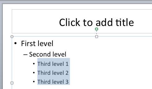 Bulleted paragraphs selected