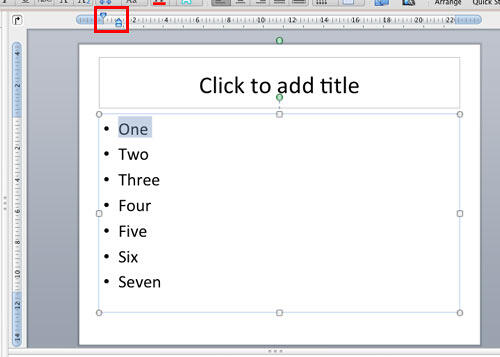 Rulers made visible in PowerPoint 2011 interface Rulers made visible in PowerPoint 2011 interface