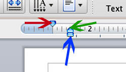 Indent Markers on Horizontal Ruler Indent Markers on Horizontal Ruler