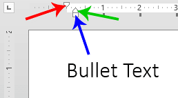 Indent markers on horizontal ruler Indent markers on horizontal ruler