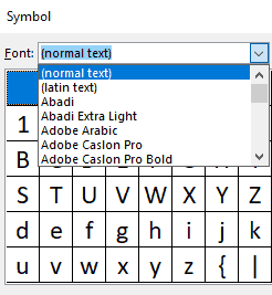 Insert symbols by choosing a specific font Insert symbols by choosing a specific font