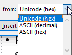 Encoding standards drop-down list Encoding standards drop-down list