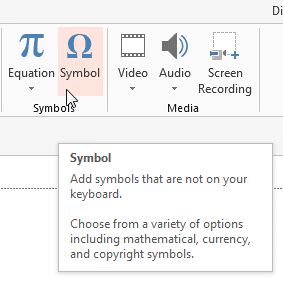 Click the Symbol button Click the Symbol button
