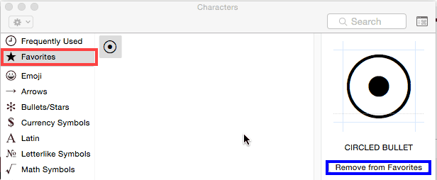 Favorites option in the Categories pane Favorites option in the Categories pane