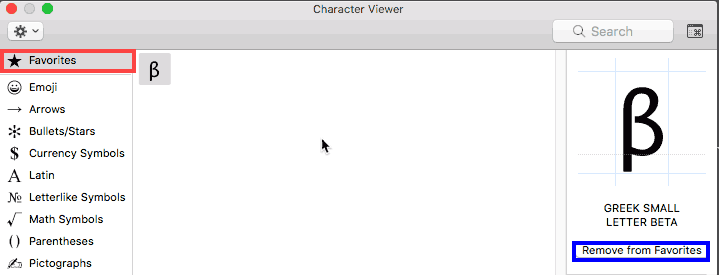Favorites option in the Categories pane Favorites option in the Categories pane