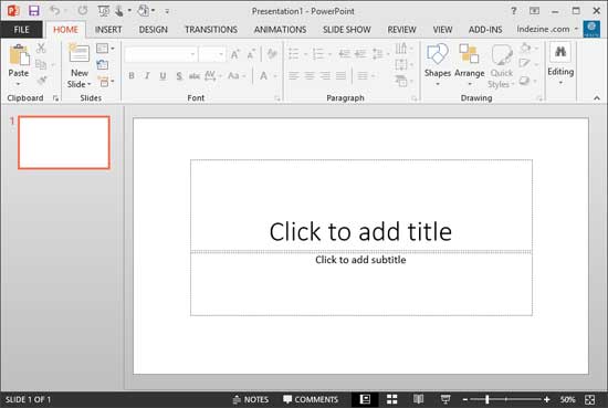 PowerPoint 2013 interface PowerPoint 2013 interface