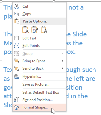 Format Shape option Format Shape option