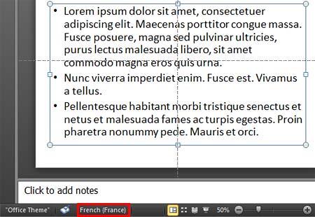 Language being displayed on the Status Bar Language being displayed on the Status Bar
