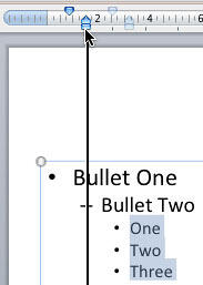 Left Indent Marker being dragged leftwards Left Indent Marker being dragged leftwards