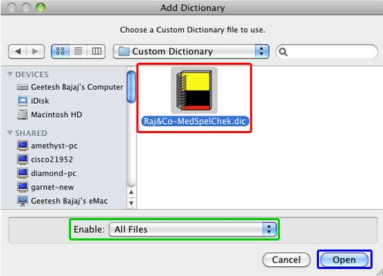 Add Dictionary dialog box Add Dictionary dialog box