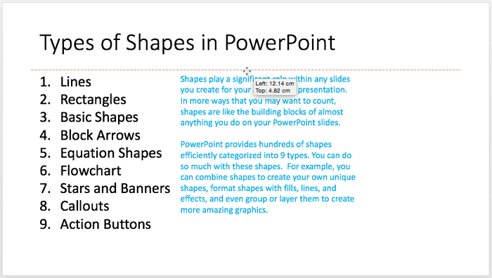 Text box being dragged Text box being dragged