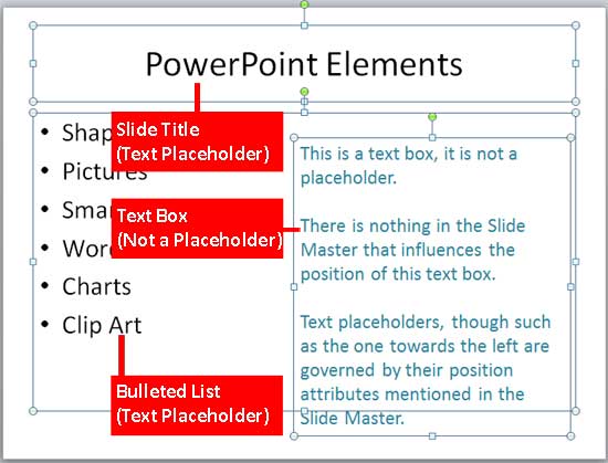 Slide with all text containers selected Slide with all text containers selected
