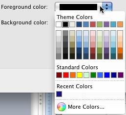 Color gallery for Foreground and Background colors Color gallery for Foreground and Background colors