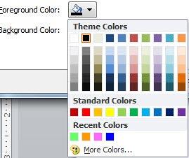 Color gallery for Foreground and Background colors