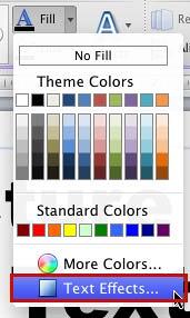 Text Effects option to be selected Text Effects option to be selected