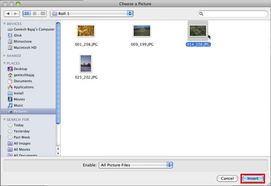 Choose a Picture dialog box Choose a Picture dialog box