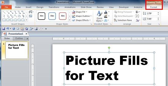 Drawing Tools Format tab of the Ribbon Drawing Tools Format tab of the Ribbon