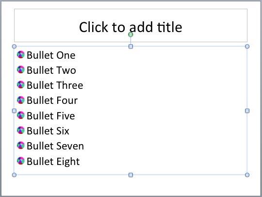 Bullets changed to pictures