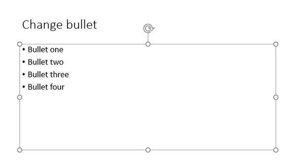 Entire placeholder with bulleted text selected