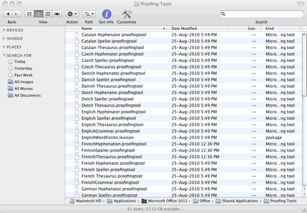 Proofing tools installed in their default location Proofing tools installed in their default location