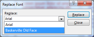 Font to be replaced selected Font to be replaced selected