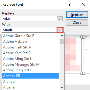 Font selected to replace the existing Font Font selected to replace the existing Font