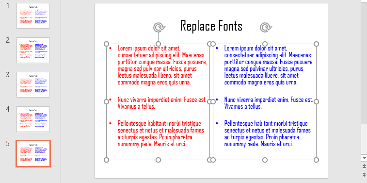Fonts in the presentation changed Fonts in the presentation changed