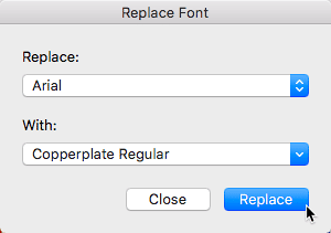 Replace the selected font Replace the selected font