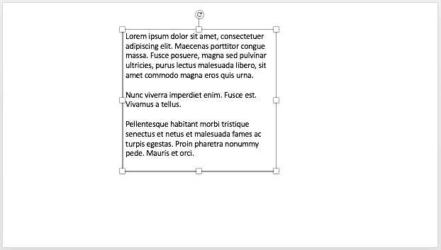 Text box selected on the slide