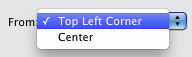 Options within the From drop-down list to decide the anchor point for the text box