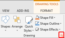 Dialog launcher within the Size group Dialog launcher within the Size group