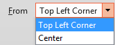 Options within the From drop-down list to decide the anchor point for the text box Options within the From drop-down list to decide the anchor point for the text box