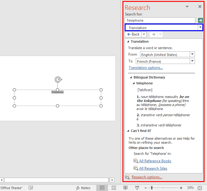 Research Task Pane Research Task Pane