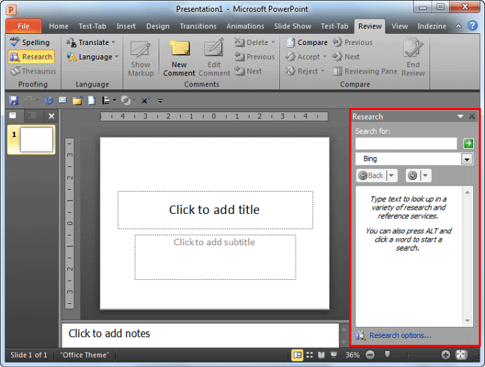 Research Task Pane Research Task Pane